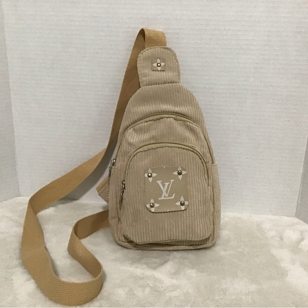 Upcycled Small Cream Corduroy Sling Pack